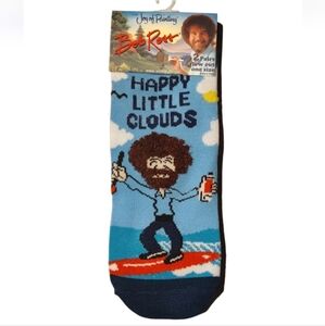Bob Ross Happy Little Clouds Socks 2 Pair Pack Low Cut Bundle And Save